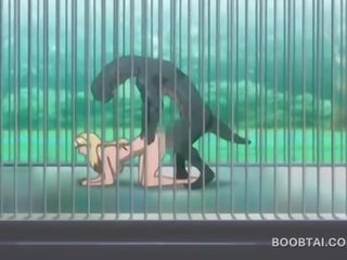 Rondborstig anime dochter kut genageld hard door monster