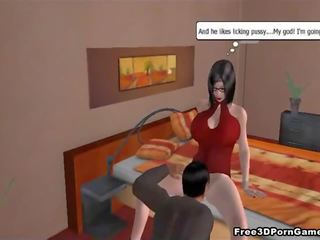 Hot 3d brunette sucks jago and gets eaten out