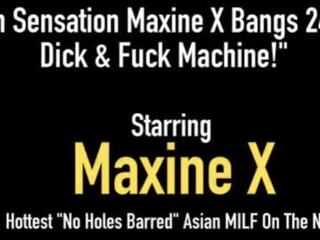 Грудаста азіатська maxine x манда трахає 24 дюйм дзьоб & mechanical ебать toy&excl;