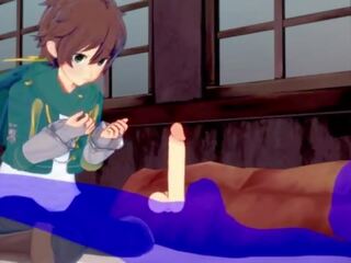 KonoSuba Yaoi - Kazuma blowjob with cum in his mouth - Japanese Asian Manga anime game dirty film gay