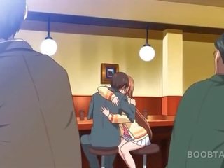 Redhead anime school doll seducing her charming teacher