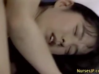 Japanese asian nurse fingered by her colleague